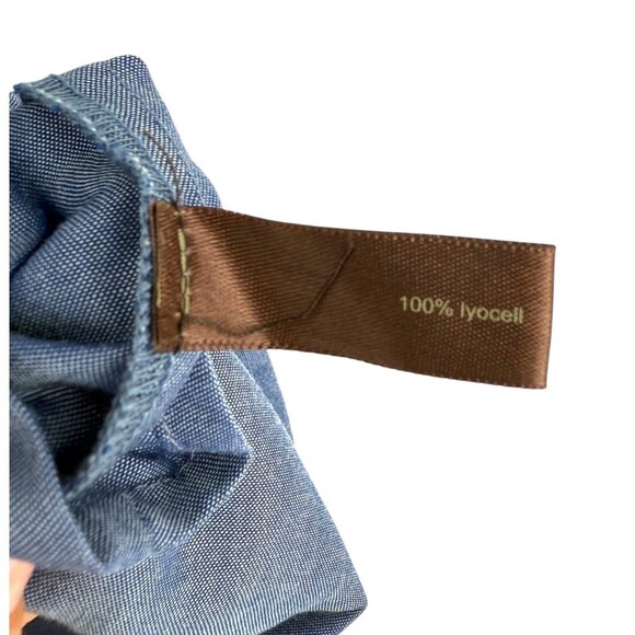 The Limited L Blue Sleeveless Blouse Button Ruffle Front Fabric Flower Shirt NWT - Picture 9 of 16